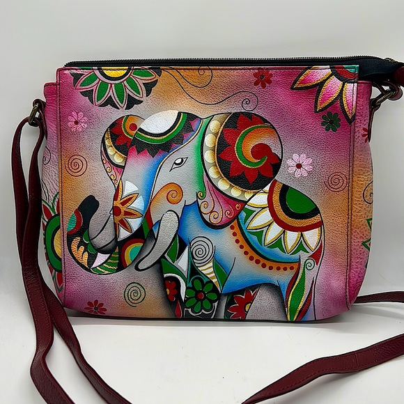 Anuschka Handbags - Anuschka Anna Beautiful Hand Painted Elephant Shoulder Bag Purse 🐘🐘
